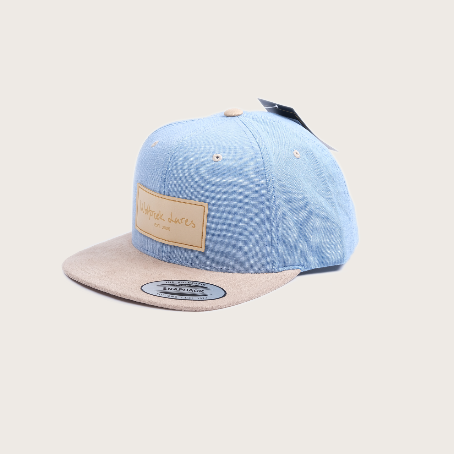 Leather Patch Fitted Snapback - Chambray/Suede