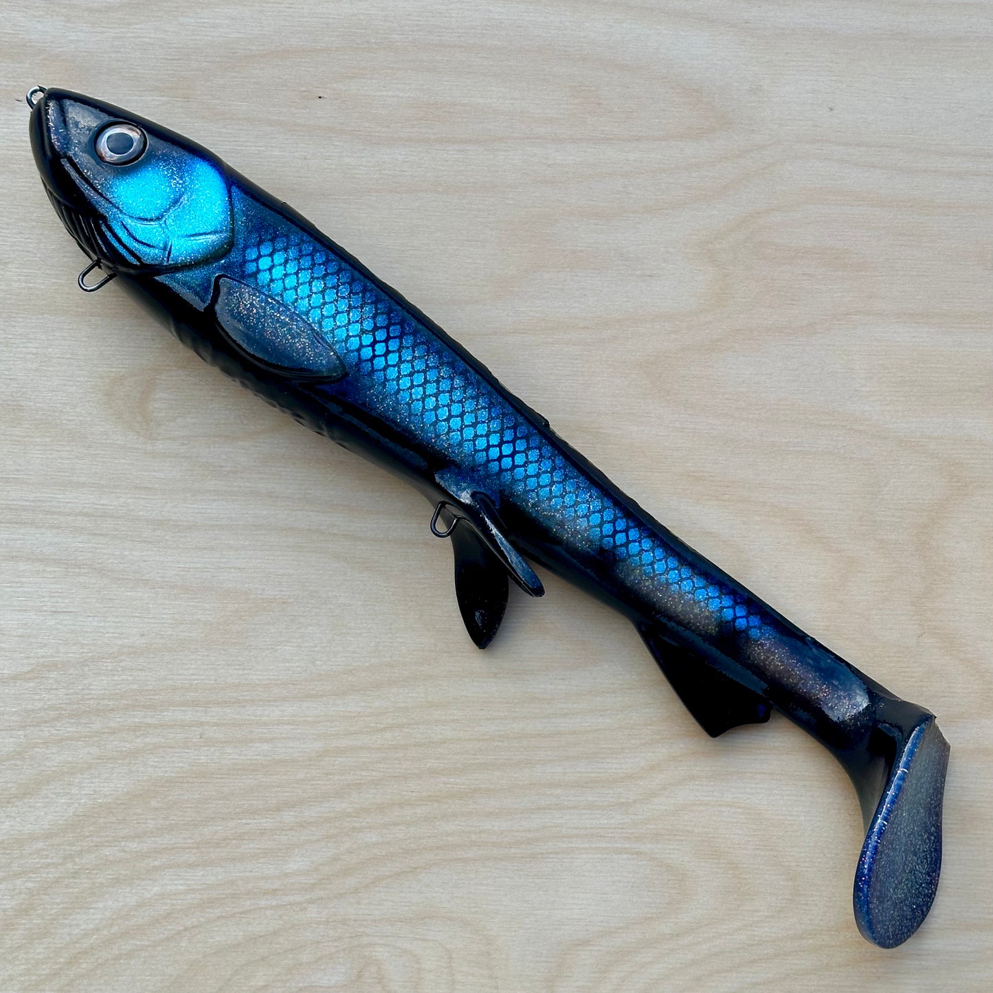 Monster Shad Internal Harness - Black Striped Ghost UV