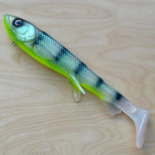 Monster Shad Internal Harness - Green Striped Ghost UV