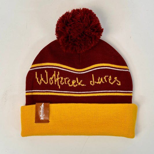 Classic Logo Pom Pom Beanie - Burgundy/Mustard